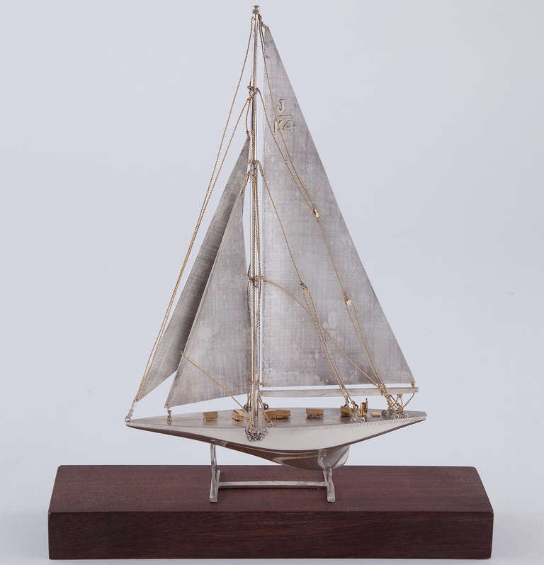 Sterling and Gold Plate Model Ship