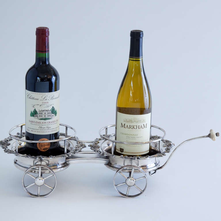 1900 Silver Plated Wine Trolley In Excellent Condition For Sale In Rancho Santa Fe, CA