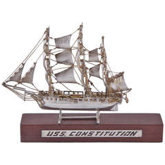 Sterling and Gold Plate Model Ship