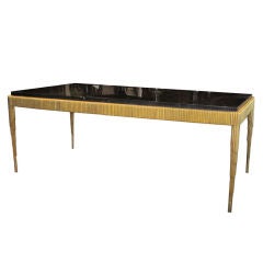 Elegant French Doré Bronze and Fossilized Marble Coffee Table