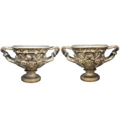 Pair Cast Bronze Warwick Vases