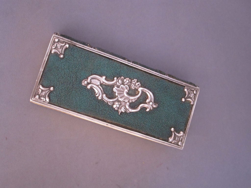 Shagreen and Sterling Silver Book Form Etui For Sale 3