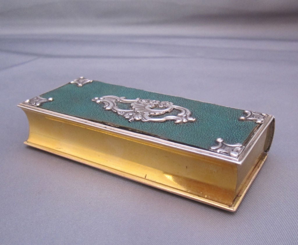 Shagreen and Sterling Silver Book Form Etui For Sale 5