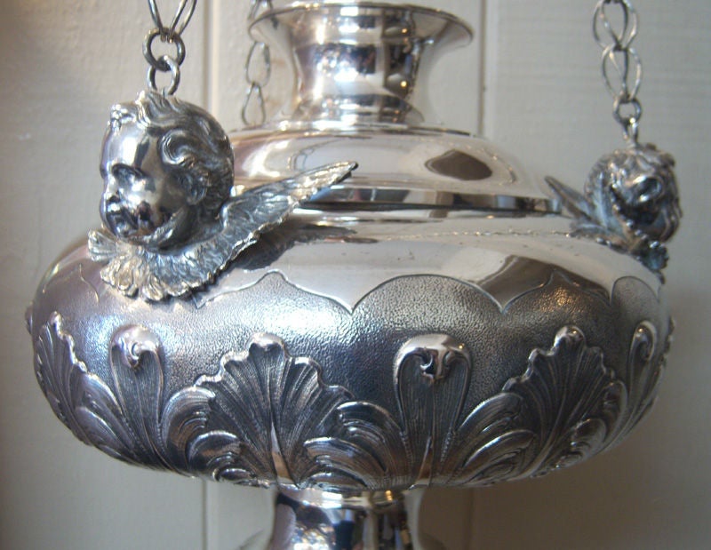 Silver Sanctuary Lamp by Jean Van Damme In Excellent Condition For Sale In Rancho Santa Fe, CA