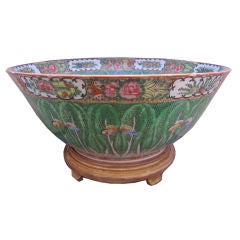 Important Chinese Export 'Cabbage Leaf' Punch Bowl