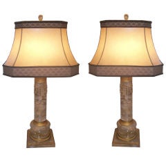 Pair Neo Classical Style Rock Crystal Lamps