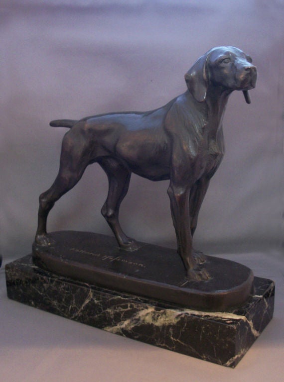 Bronze German Short Haired Pointer Sculpture In Excellent Condition In Rancho Santa Fe, CA