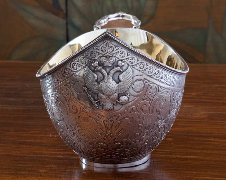 19th Century Fineness Russian Imperial Silver Hisoricism Kovsch-Form Vessel