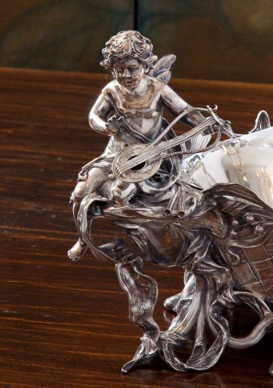 .800 Fineness Silver Figural Oval Centerpiece