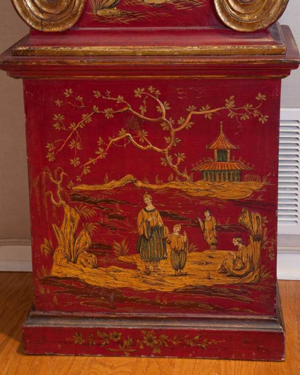 Sensational 18th Century French Red Lacquer Chinoiserie Clock 2