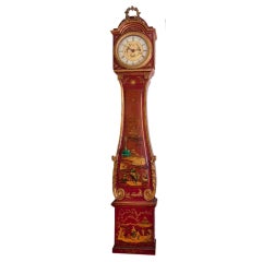 Sensational 18th Century French Red Lacquer Chinoiserie Clock