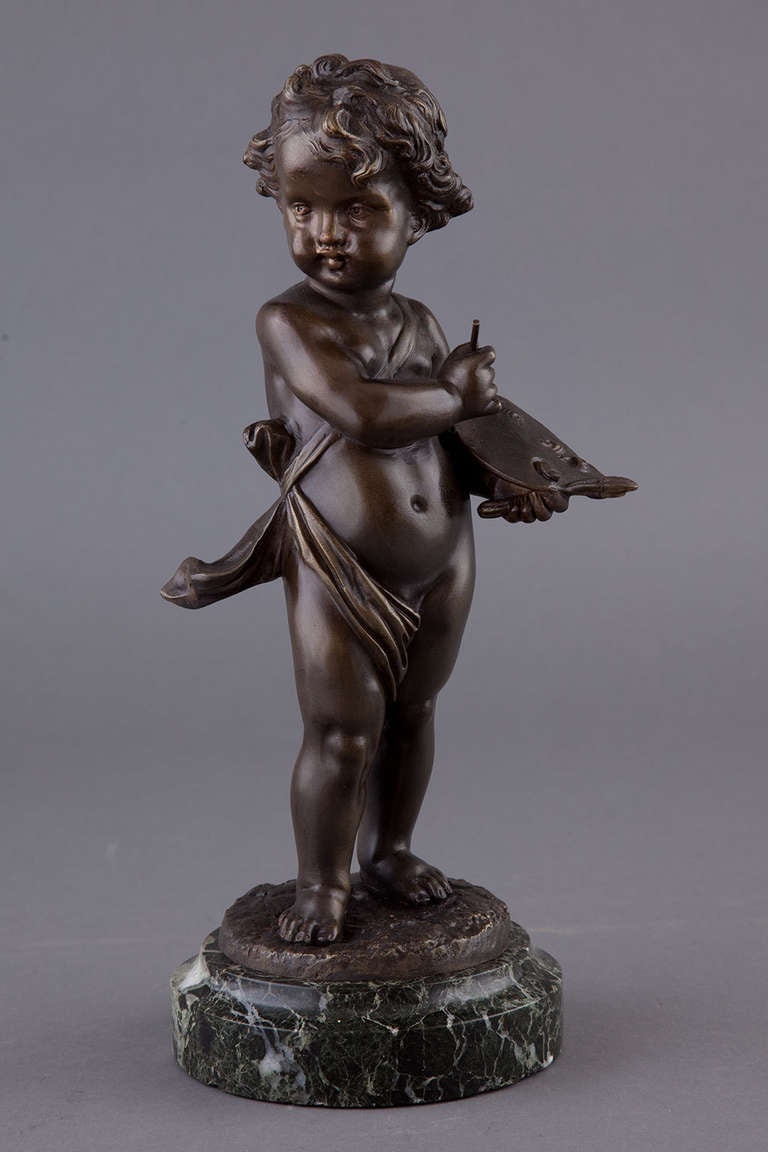 19th Century Pair of Patenated Bronze Putti by Kavet For Sale