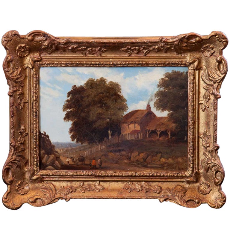 Mid-19th Century Landscape Oil on Canvas by Arthur Hughes For Sale