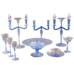 Enameled and Gilded Venetian Blue Glass