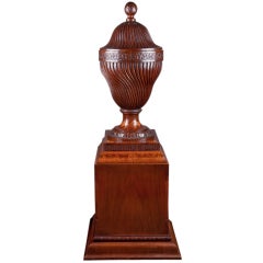 George III Carved and Inlaid Mahogany Wine Cooler on Stand