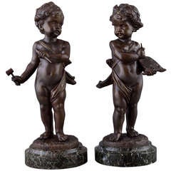 Pair of Patenated Bronze Putti by Kavet