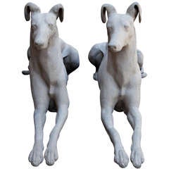 A Pair of Mirrored Lead Greyhounds