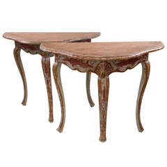 Pair of Painted Console Tables, Venetian 18th/19th Century