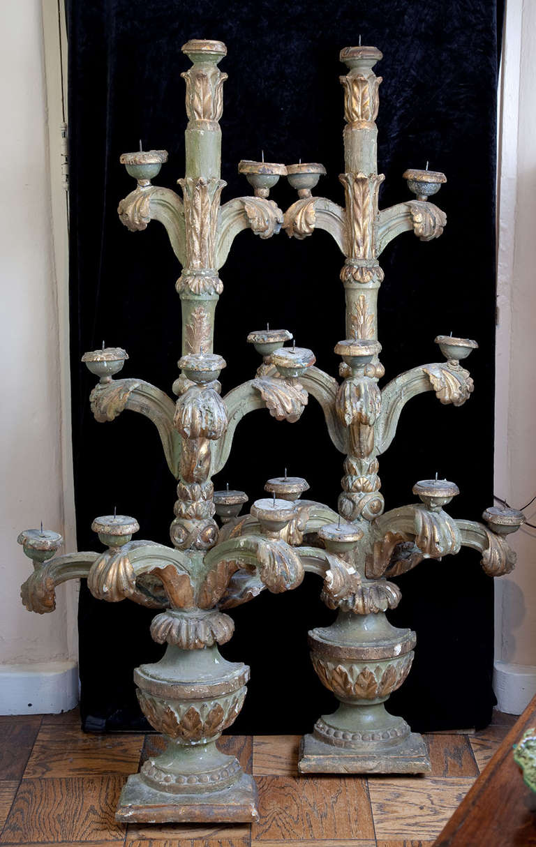Pair Venetian 18th Century Candlelabrum
