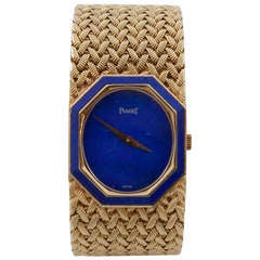 Vintage Ladies 18k Gold and Lapis Lazuli Piaget Wristwatch