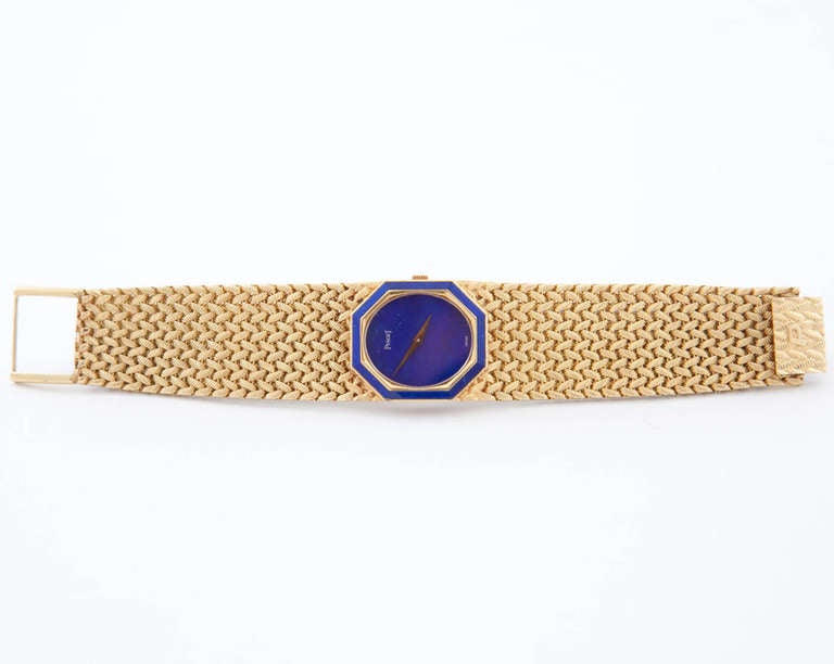 Unknown Ladies 18k Gold and Lapis Lazuli Piaget Wristwatch For Sale