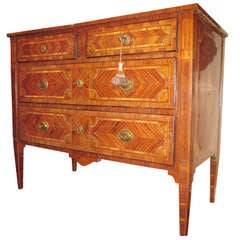 Fine Fruitwood Four-Drawer Cassettone Veneered in A Marquetry Pattern