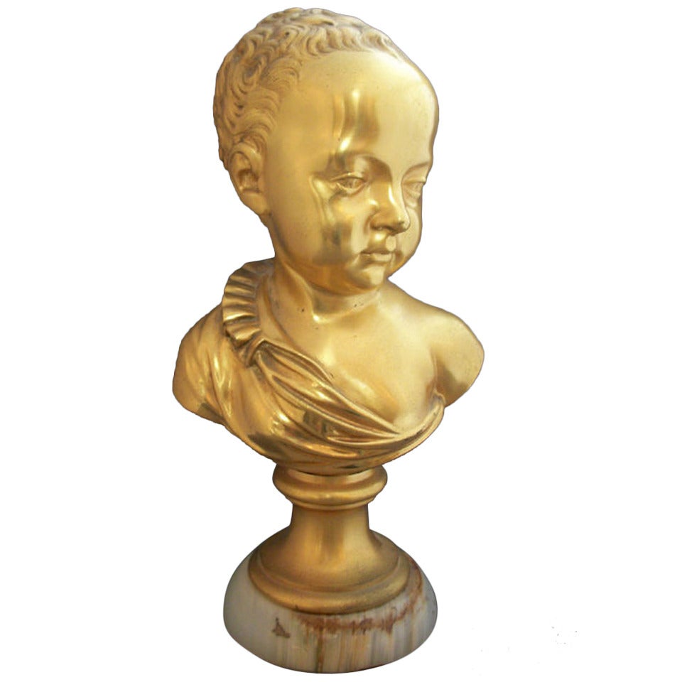 Empire Bronze Doré Bust of a Child For Sale