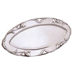 .800 Fineness Silver Wonderful Large Oval Silver Tray