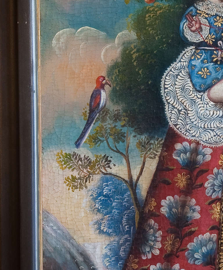 18th Century Cusco School Painting of Madonna and Child In Good Condition In Rancho Santa Fe, CA