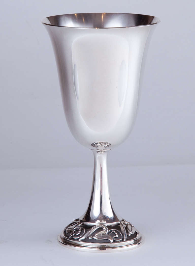 Mid-20th Century LaPaglia Sterling Silver Danish Modern Stemware and Hors d'oeuvre Plate Set