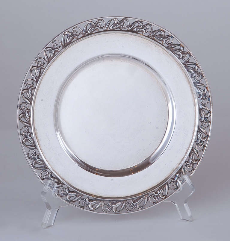 LaPaglia Sterling Silver Danish Modern Stemware and Hors d'oeuvre Plate Set 4