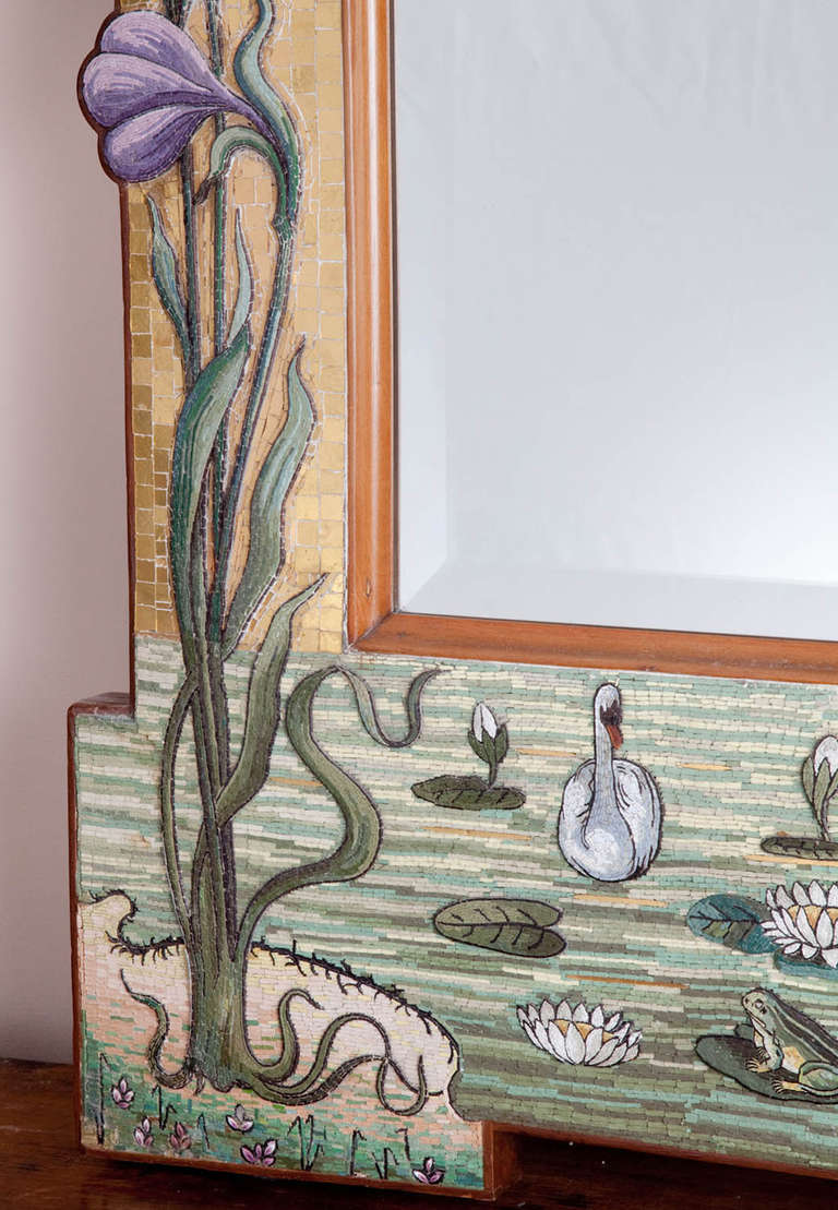 20th Century Art Nouveau Micro-Mosaic Asymmetrical Mirror For Sale