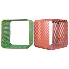 Colorful Perforated Metal Cube Tables by Paolo Piva