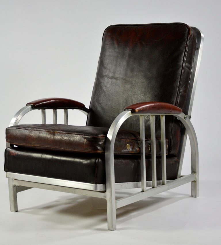 American Art Deco Reclining Lounge Chair by Goodform