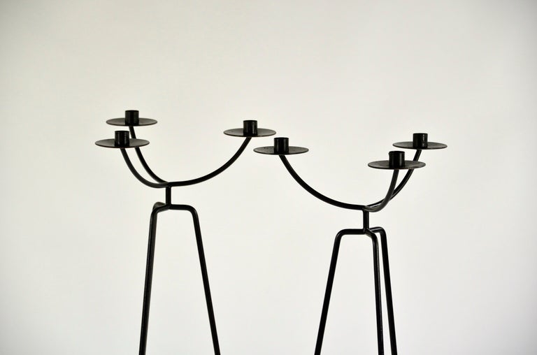 Towering Modernist Candle  Holders After Arthur Umanoff