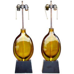 Gorgeous Pair Of Murano Glass Lamps