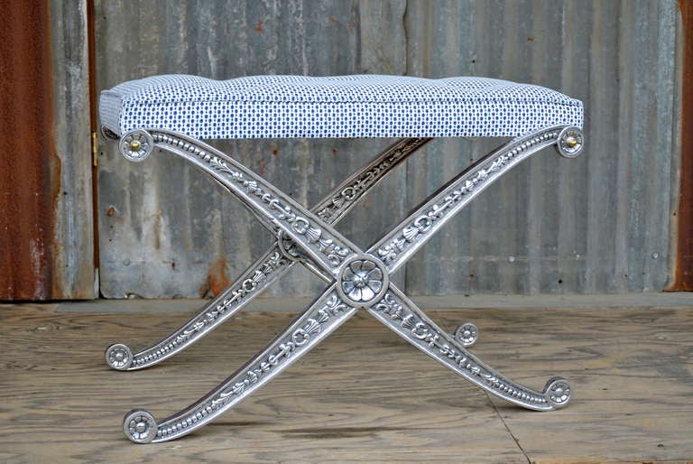 Decorative X Base Upholstered Bench