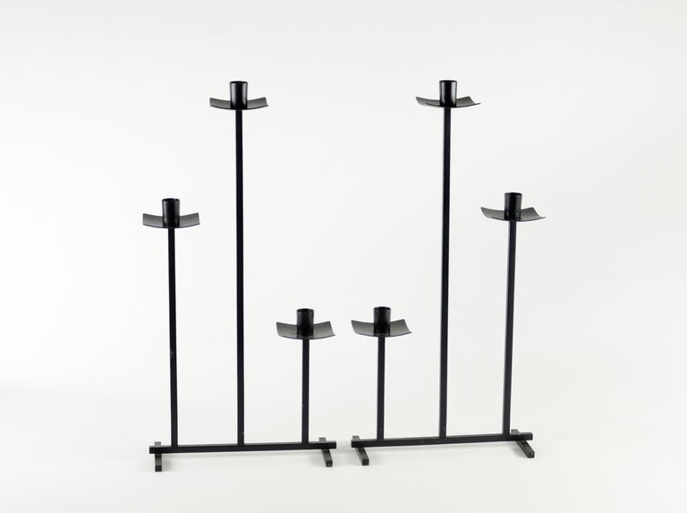 Trio of Wrought Iron Candle Holders after Van Keppel-Green.