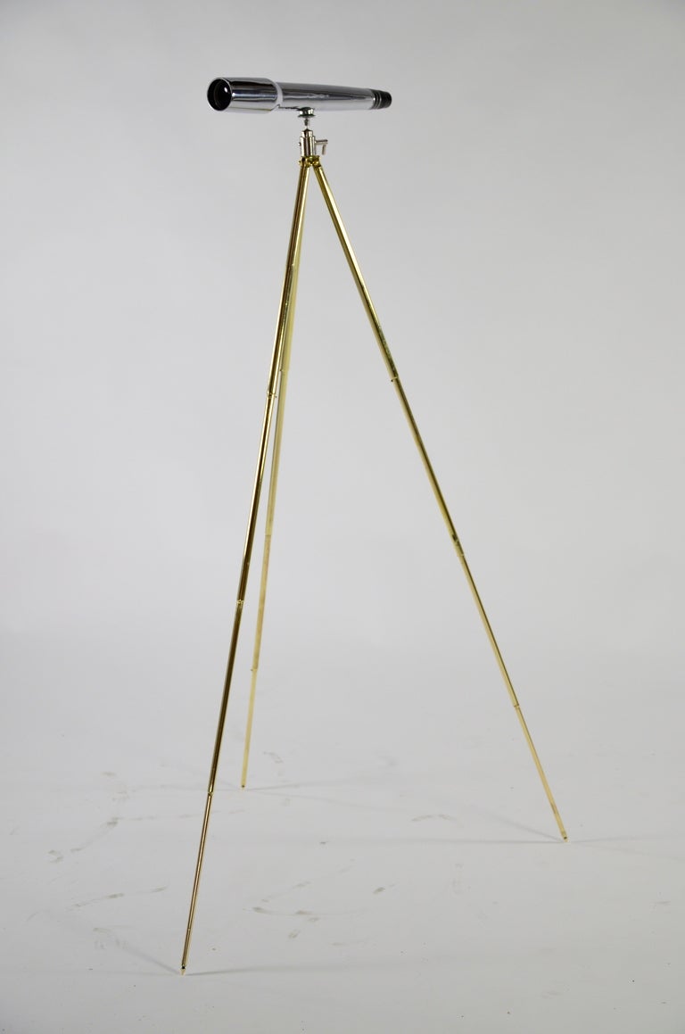 Mid-20th Century VIntage Spotting Scope on Brass Tripod
