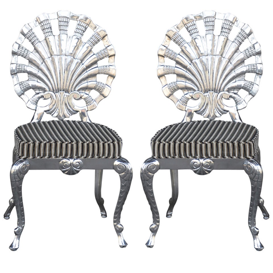 18 Polished Aluminum Venetian Grotto Chairs For Sale