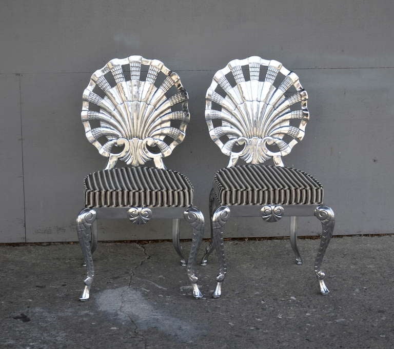 Hollywood Regency 18 Polished Aluminum Venetian Grotto Chairs For Sale