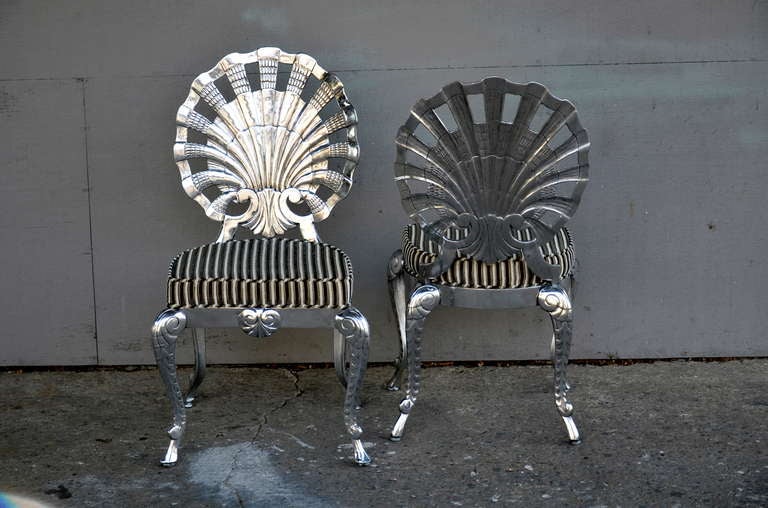 American 18 Polished Aluminum Venetian Grotto Chairs For Sale
