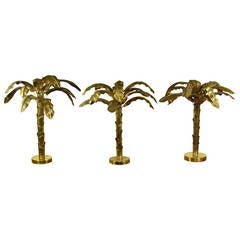 Trio of Brass Palm Trees Sculpture after Arthur Court