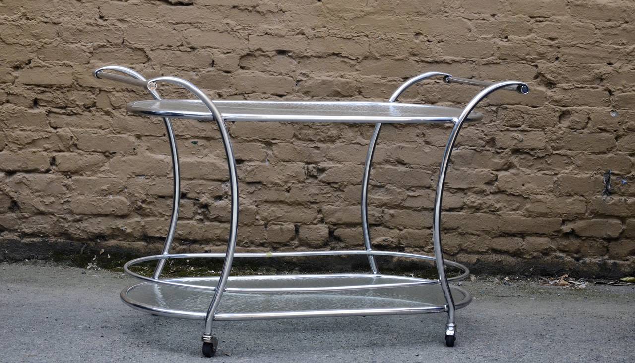 20th Century Polished Aluminum Bar Cart by Brown Jordan For Sale