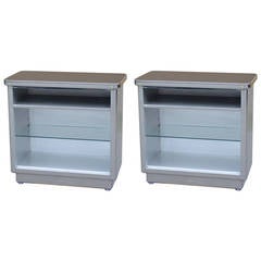 Pair of Petit Polished Steel Bookcases