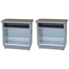 Pair of Petit Polished Steel Bookcases