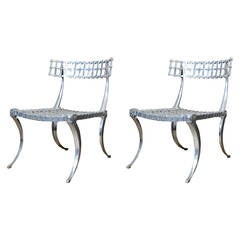 Polished Aluminum Klismos Chairs