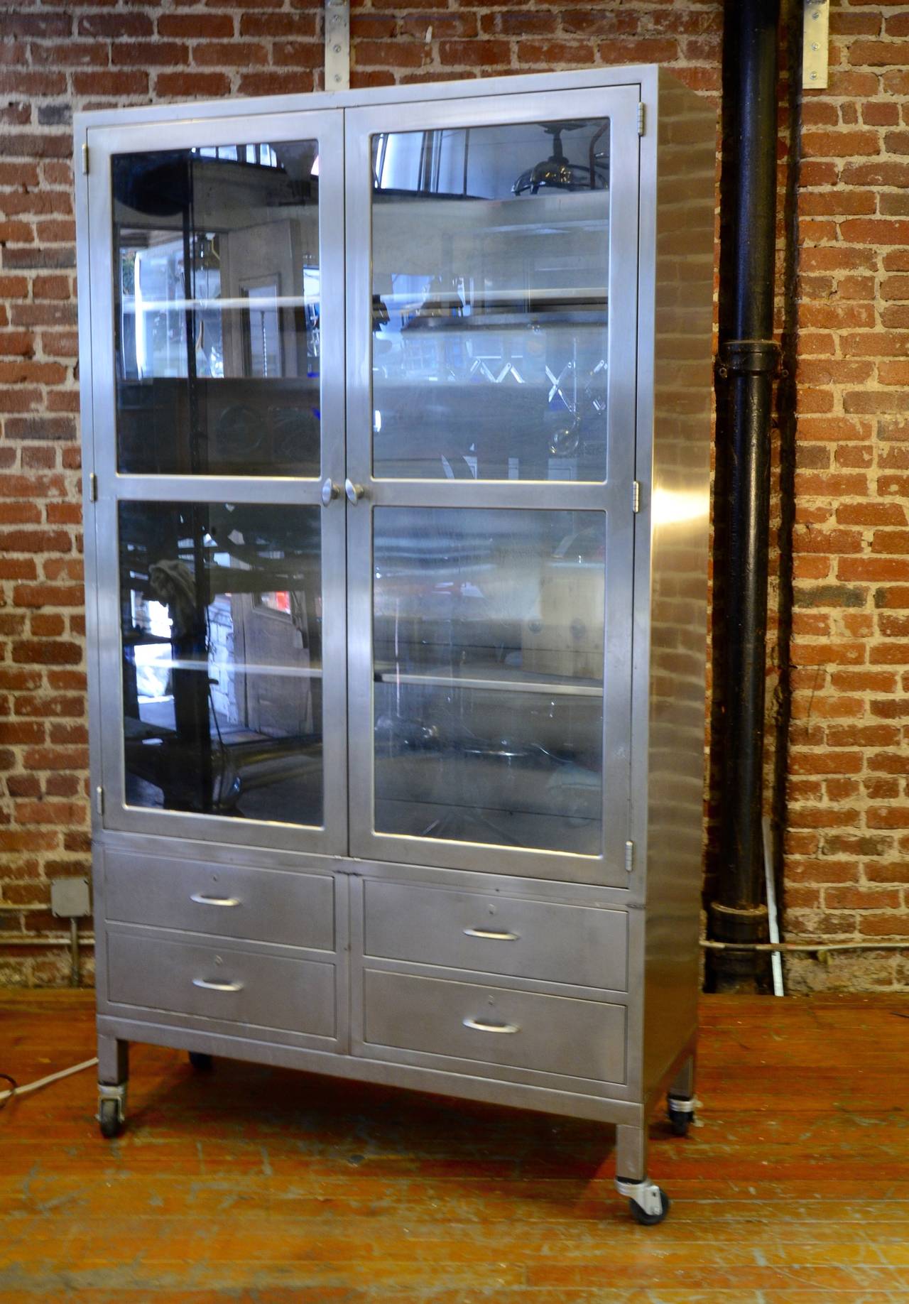 Industrial Classic Stainless Steel Display Cabinet For Sale