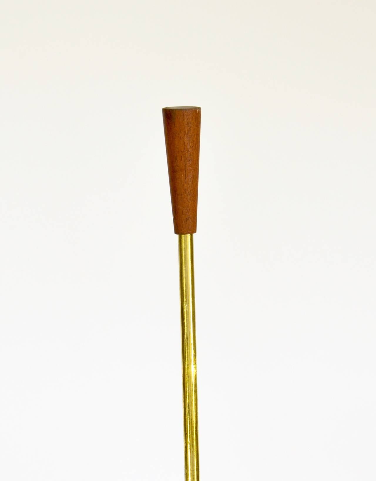 Mid-Century Modern Danish Brass and Teak Floor Lamp