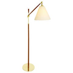 Danish Brass and Teak Floor Lamp